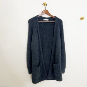 Anthropologie Sleeping On Snow Dark Grey Long Open Cardigan S